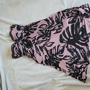 Strapless Dress Purple and Black Print